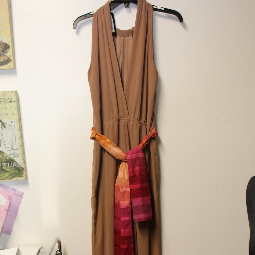 Miss Avenue Mocha V Neck Jumpsuit Medium NWT